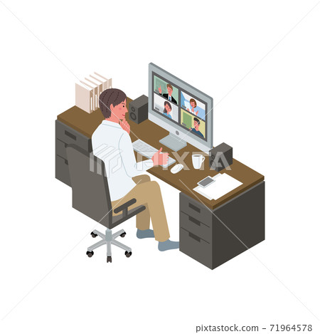 Remote work male isometric telework... - Stock Illustration [71964578 ...
