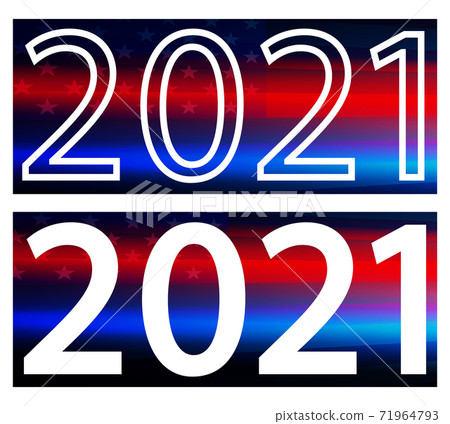 Christmas composition happy new year 2021, abstract silhouette of the USA flag in red and blue shade, festive design element Christmas composition happy new year 2021, abstract silhouette of the USA flag in red and blue shade, festive design element 71964793