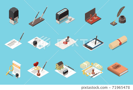 Notary Services Isometric Set 71965478