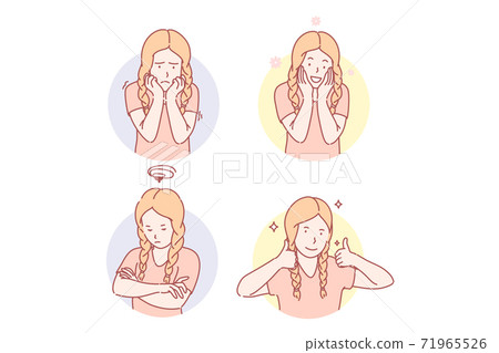 Girls emotional facial expressions set concept 71965526