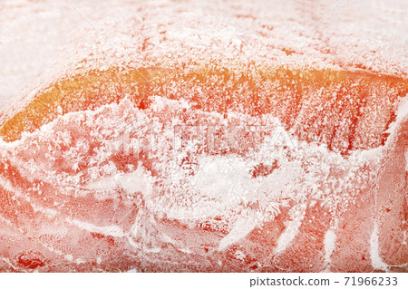 closeup piece of texture frozen salmon fillet 71966233