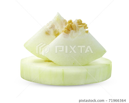 peeled winter melon sliced isolated on white background ,include clipping path 71966364