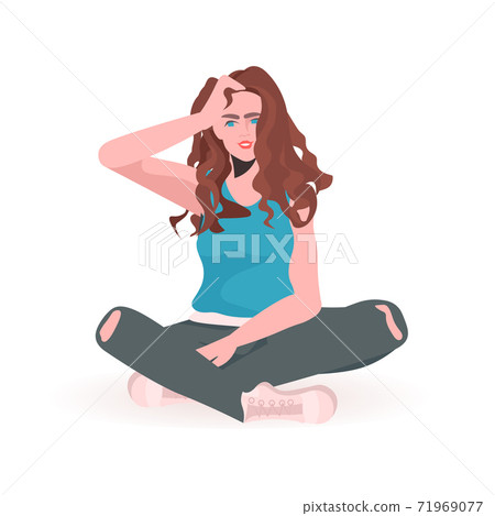 beautiful girl in casual clothes female cartoon character sitting pose beautiful girl in casual clothes female cartoon character sitting pose 71969077
