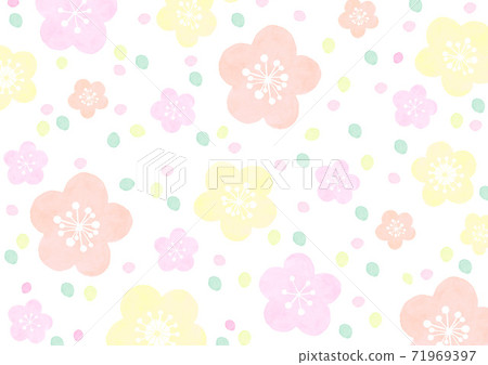 Japanese style flower pattern drawn in watercolor Japanese style flower pattern drawn in watercolor 71969397
