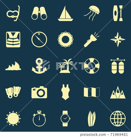 Diving color icons on blue background Diving color icons on blue background 71969481