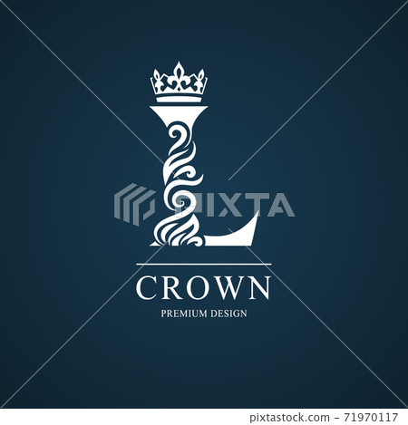 Elegant letter L. Graceful royal style. Calligraphic beautiful logo. Vintage drawn emblem for book design, brand name, business card, Restaurant, Boutique, Hotel. Vector illustration 71970117