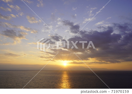 Sunrise from Suruga Bay seen from Satta Pass Observatory Sunrise from Suruga Bay seen from Satta Pass Observatory 71970159