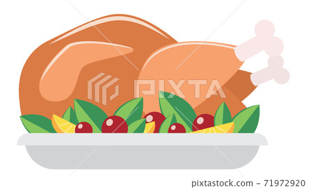 Roasted turkey on a plate - Stock Illustration [71972920] - PIXTA
