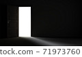 Light entering from open door to dark room realistic 3D rendering 71973760