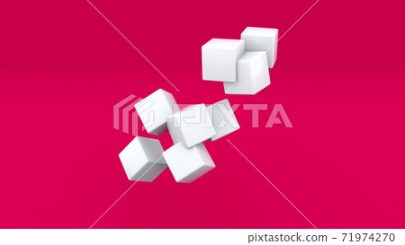 Transforming simple cube shape in complex construction, computer generated. 3d rendering abstract geometric background 71974270