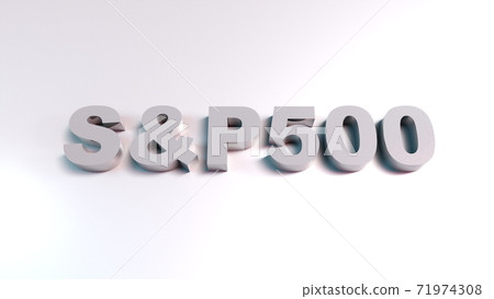 Large text SP 500 on stone background, computer generated. 3D rendering of financial concept. 71974308