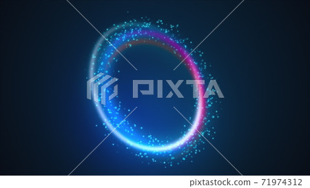 Ring shape from rainbow lines and colored luminous particles. 3d render computer generated magic background Ring shape from rainbow lines and colored luminous particles. 3d render computer generated magic background 71974312