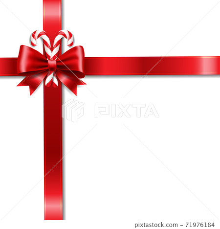 Xmas Ribbon Bow And Lollipop White Background 71976184