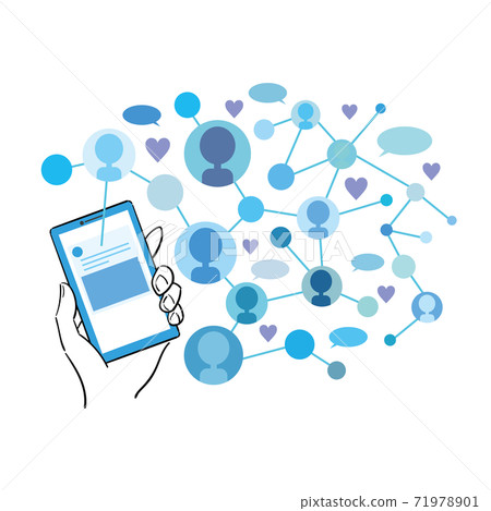Image of expanding connections between smartphones and SNS Image of expanding connections between smartphones and SNS 71978901