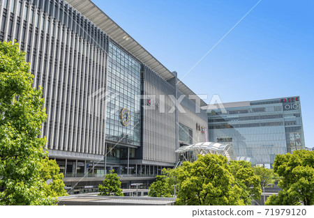 Jr Hakata Station In Fine Weather Fukuoka Stock Photo