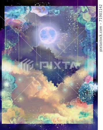 美麗的玫瑰花空間山水畫,流星從天上掉下來,滿月 美麗的玫瑰花空間山水畫,流星從天上掉下來,滿月 71981142