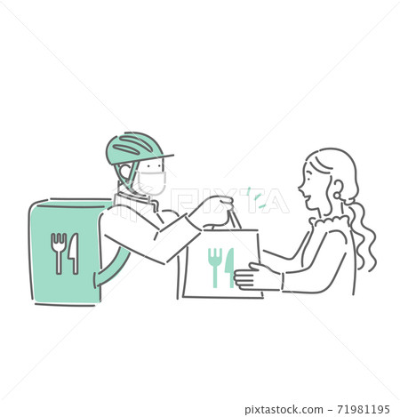 在送餐服務處接受食物的人 71981195