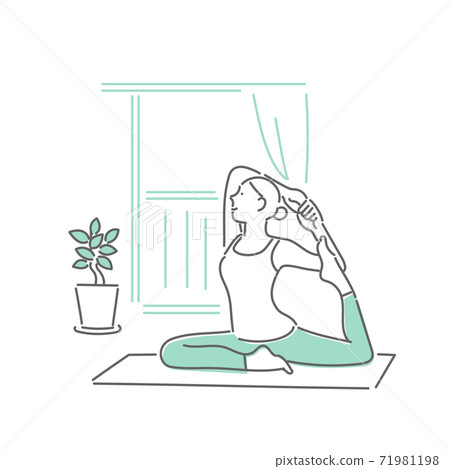 Illustration of a woman stretching at home 71981198