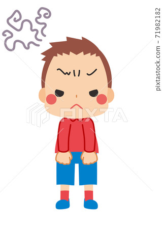 A cute little boy who is moody and moody while... - Stock Illustration ...