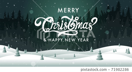 Merry Christmas, happy new year, calligraphy, landscape fantasy , vector illustration. Merry Christmas, happy new year, calligraphy, landscape fantasy , vector illustration. 71982286