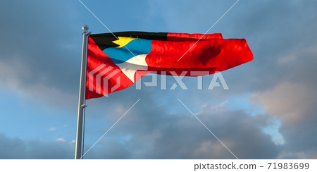 3d rendering of the national flag of the Barbuda 3d rendering of the national flag of the Barbuda 71983699