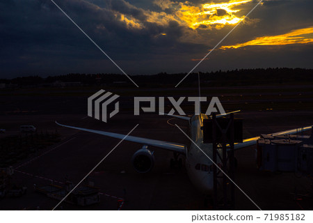 夕陽下照亮的飛機 夕陽下照亮的飛機 71985182