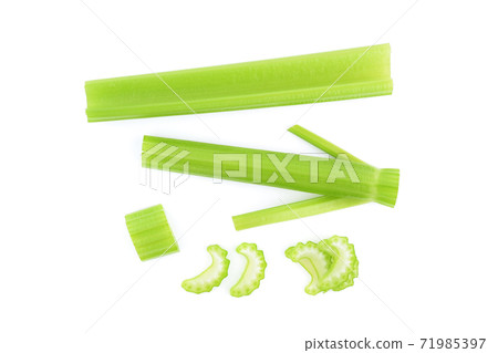 Top view of celery isolated on white background Top view of celery isolated on white background 71985397
