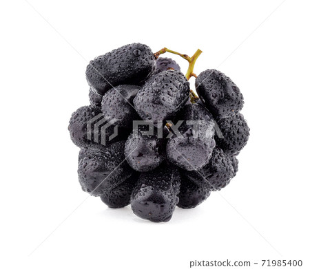 Black grapes with drop of water isolated on white background. 71985400