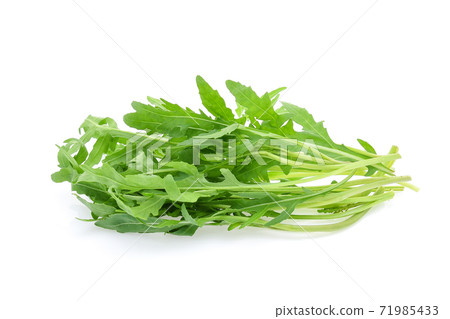 Sweet rucola salad or rocket lettuce leaves isolated on white background Sweet rucola salad or rocket lettuce leaves isolated on white background 71985433