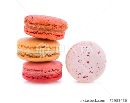 Sweet colorful macarons isolated on white background. Sweet colorful macarons isolated on white background. 71985486