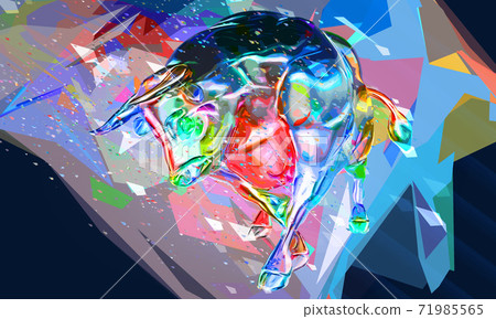 White metal bull in abstract colorful style illustration 71985565