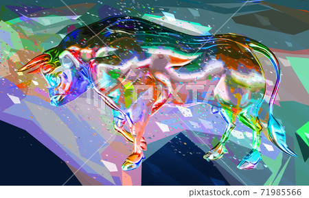 White metal bull in abstract colorful style illustration 71985566