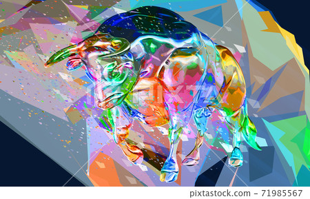 White metal bull in abstract colorful style illustration White metal bull in abstract colorful style illustration 71985567