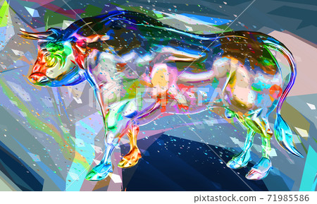 White metal bull in abstract colorful style illustration White metal bull in abstract colorful style illustration 71985586