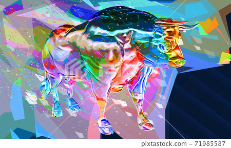 White metal bull in abstract colorful style illustration White metal bull in abstract colorful style illustration 71985587