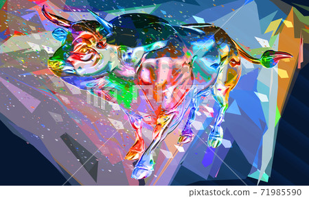 White metal bull in abstract colorful style illustration White metal bull in abstract colorful style illustration 71985590