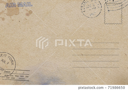 Backside of old postcard template with dirty stains Backside of old postcard template with dirty stains 71986650