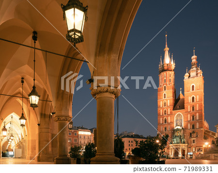 Krakow attractions in market square in the evening. Symbol of Krakow, Poland Europe. Krakow attractions in market square in the evening. Symbol of Krakow, Poland Europe. 71989331