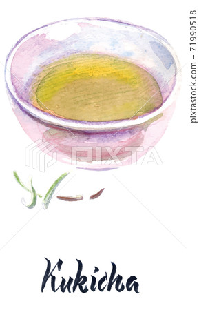 Illustration of Japanese tea, Kukicha tea Illustration of Japanese tea, Kukicha tea 71990518