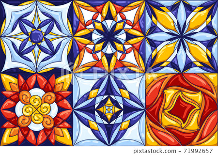 Ceramic tile pattern. Decorative abstract background. Traditional ornate mexican talavera, portuguese azulejo or spanish majolica Ceramic tile pattern. Decorative abstract background. Traditional ornate mexican talavera, portuguese azulejo or spanish majolica 71992657