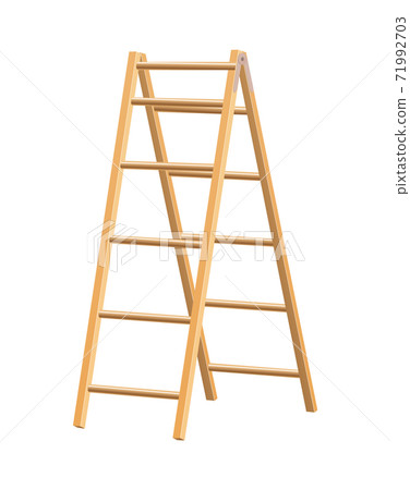 Wooden ladder household tool. Step ladder for domestic and construction needs. Isolated vector illustration Wooden ladder household tool. Step ladder for domestic and construction needs. Isolated vector illustration 71992703