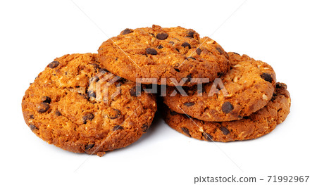 Stack of chocolate chip cookies isolated on white 71992967