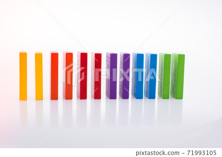 Coorful domino blocks on white background 71993105