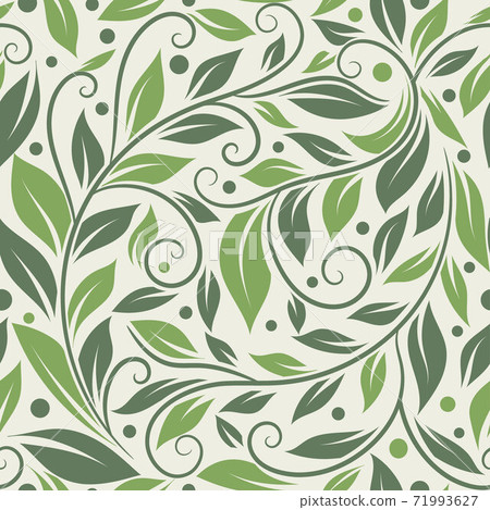 Green leaves seamless pattern.  71993627