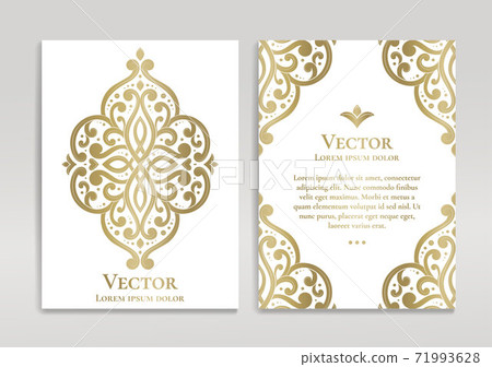 White and gold vintage greeting card design.  71993628