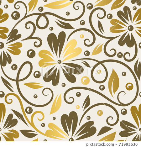 Brown and gold floral seamless pattern.  71993630