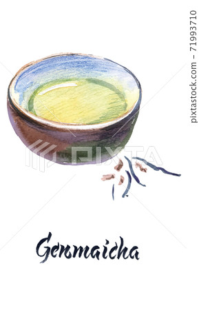 Illustration of Japanese tea, Genmaicha tea 71993710