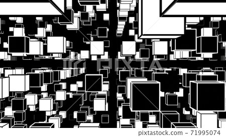 Abstract with black and white squares, simple particles [with another version]] 71995074