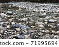 Fast river in mountain gorge. Large stones on banks. Partnachklamm, famous tourist destination. Partnachklamm in Garmisch-Partenkirchen 71995694