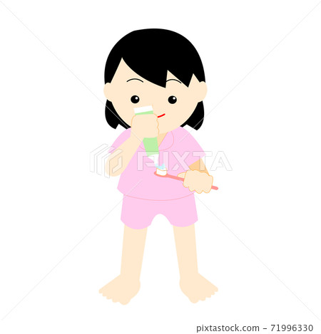 Girl putting on toothpaste 71996330